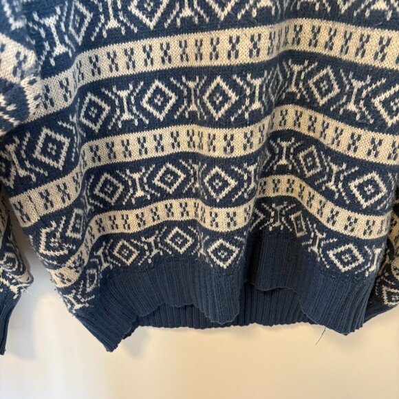 Vintage Protocol Pattern Knit Sweater Size L Blue White - Picture 5 of 7